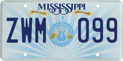 MS license plate ZWM099