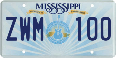 MS license plate ZWM100