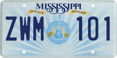 MS license plate ZWM101