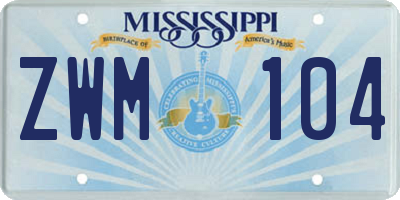 MS license plate ZWM104