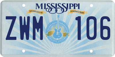 MS license plate ZWM106