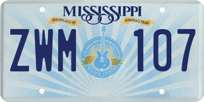 MS license plate ZWM107