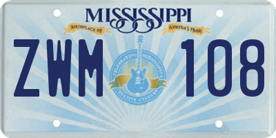 MS license plate ZWM108