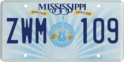 MS license plate ZWM109