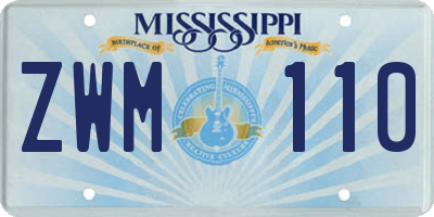 MS license plate ZWM110