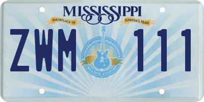 MS license plate ZWM111