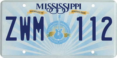 MS license plate ZWM112