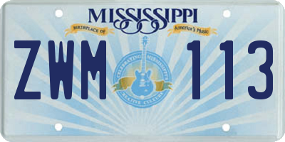 MS license plate ZWM113