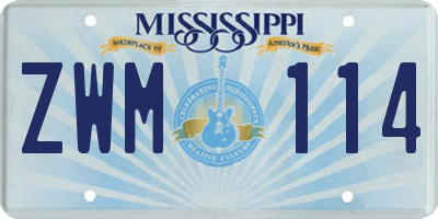 MS license plate ZWM114