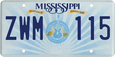 MS license plate ZWM115