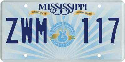 MS license plate ZWM117