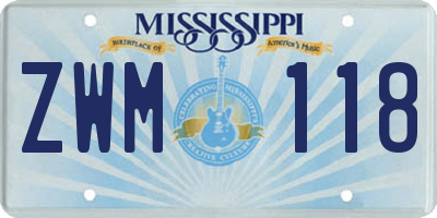 MS license plate ZWM118