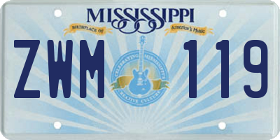 MS license plate ZWM119