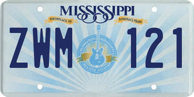 MS license plate ZWM121