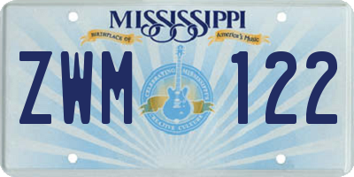 MS license plate ZWM122