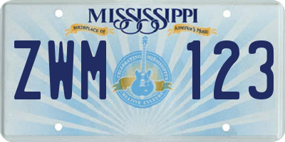 MS license plate ZWM123