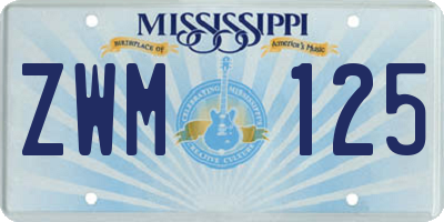 MS license plate ZWM125