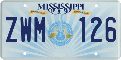 MS license plate ZWM126