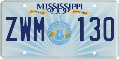 MS license plate ZWM130