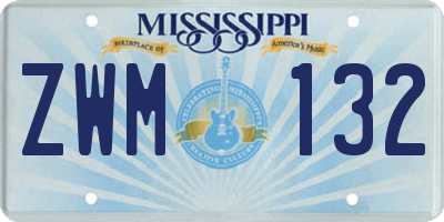 MS license plate ZWM132