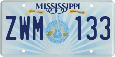 MS license plate ZWM133