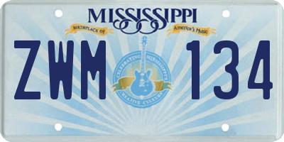 MS license plate ZWM134