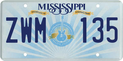 MS license plate ZWM135