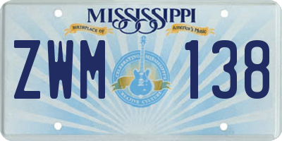 MS license plate ZWM138