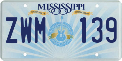 MS license plate ZWM139