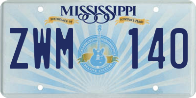 MS license plate ZWM140