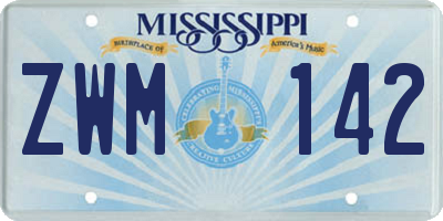 MS license plate ZWM142