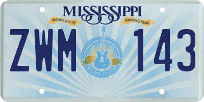 MS license plate ZWM143