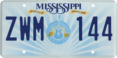 MS license plate ZWM144