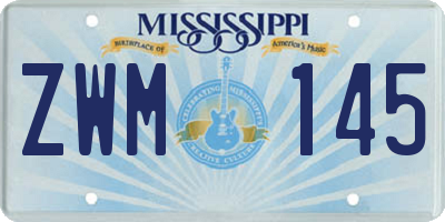 MS license plate ZWM145