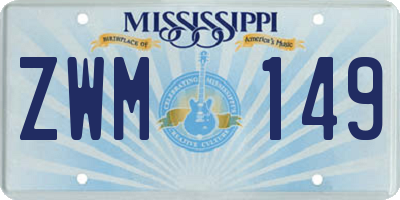 MS license plate ZWM149