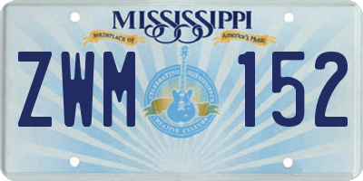 MS license plate ZWM152