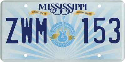 MS license plate ZWM153