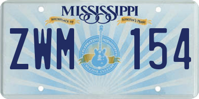 MS license plate ZWM154