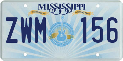 MS license plate ZWM156