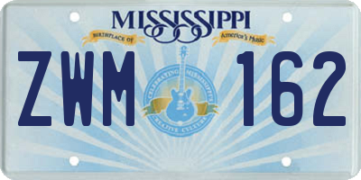 MS license plate ZWM162