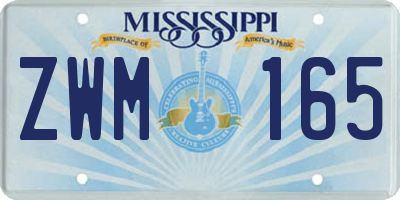 MS license plate ZWM165