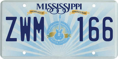 MS license plate ZWM166