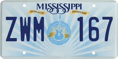 MS license plate ZWM167