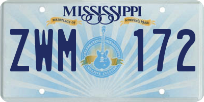 MS license plate ZWM172