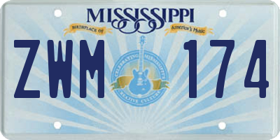 MS license plate ZWM174