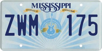 MS license plate ZWM175