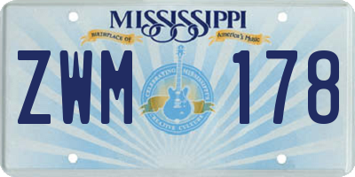 MS license plate ZWM178