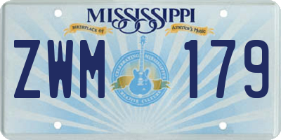 MS license plate ZWM179