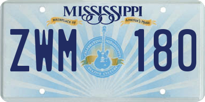 MS license plate ZWM180