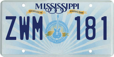 MS license plate ZWM181